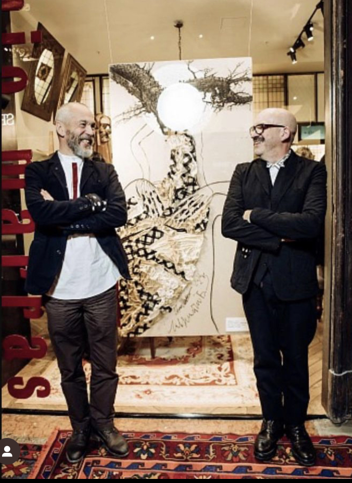 Artists Lavrenty Bruni (left) and Antonio Marras (right) in in the first flagship boutique