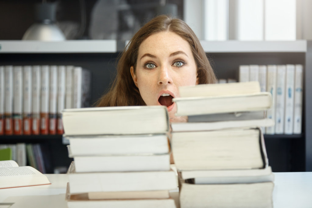 girl in a library