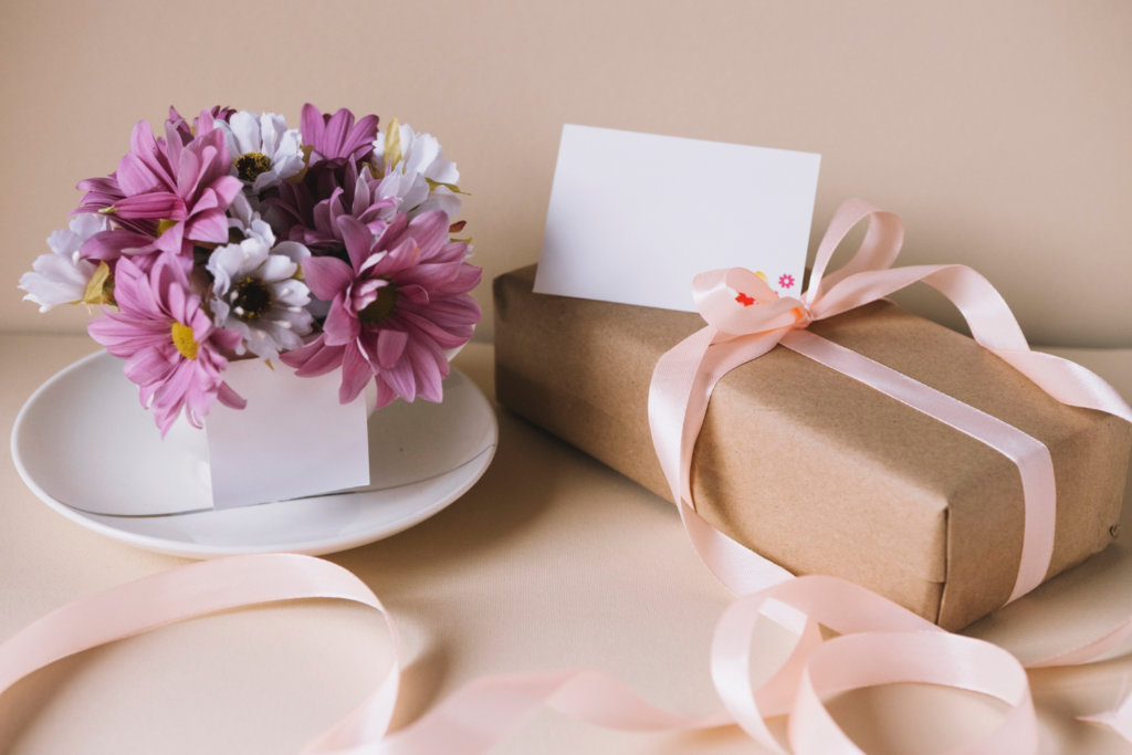 flowers and a present