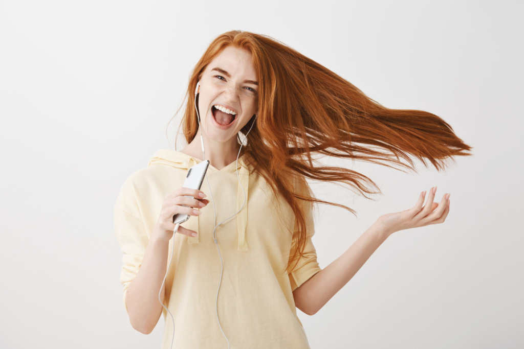 happy redhead girl