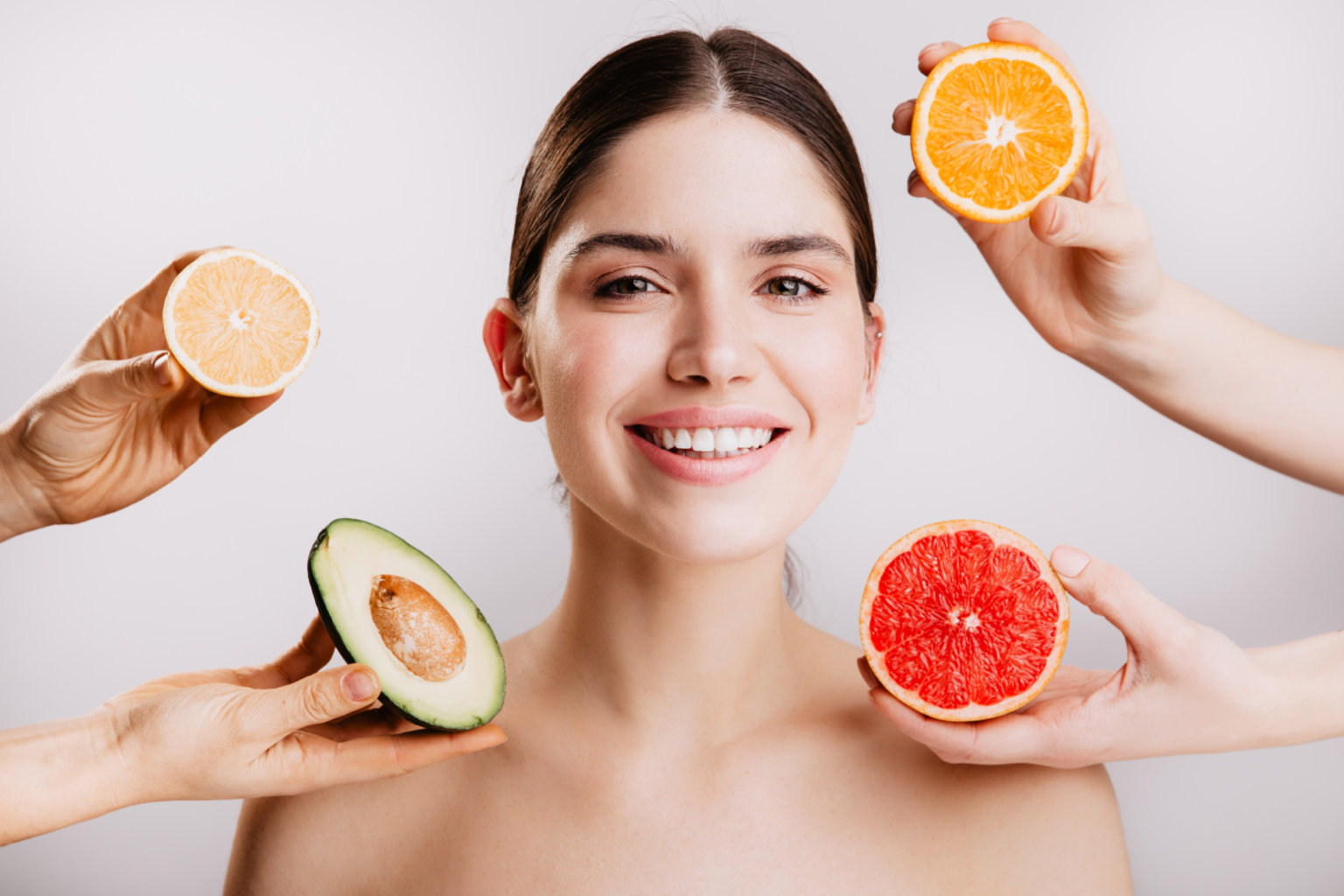 girl and fruits